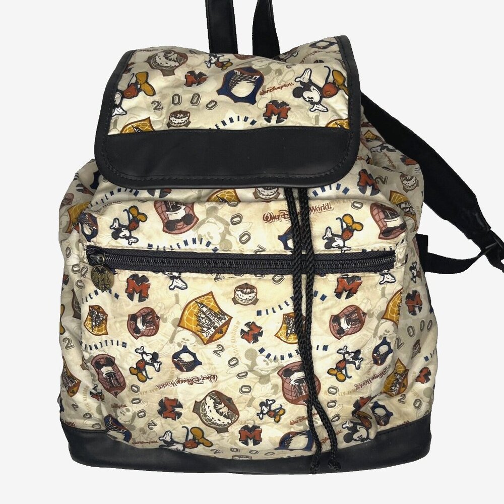 Walt Disney World Y2K Millenium 2000 Parks Icons Backpack Bag Pockets Adj Strap
